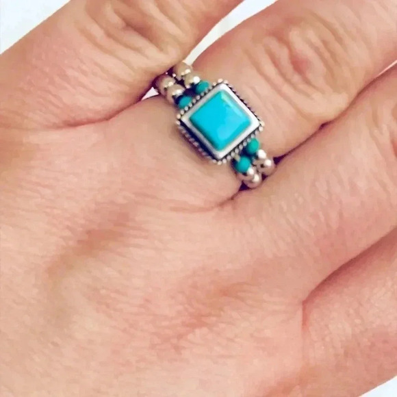 Silpada sterling silver beaded turquoise ring - Picture 3 of 3